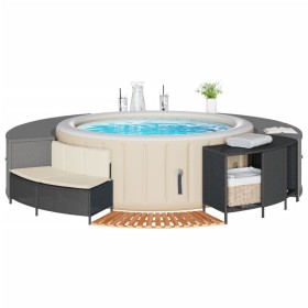 Borde bañera hidromasaje madera acacia y ratán sintético negro by , Pool and spa accessories - Ref: Foro24-365612, Price: 256...