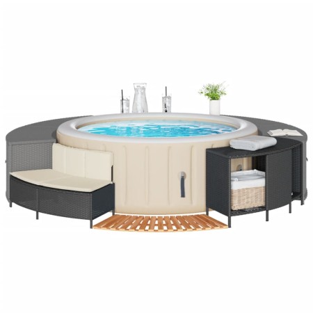Borde bañera hidromasaje madera acacia y ratán sintético negro by , Pool and spa accessories - Ref: Foro24-365612, Price: 256...