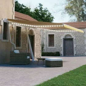 Automatic awning LED wind sensor yellow white 450x300cm by vidaXL, Awnings - Ref: Foro24-3069573, Price: 712,36 €, Discount: %