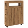 Armario de baño estrecho con ruedas madera roble artisian by , Lockers and storage cabinets - Ref: Foro24-855276, Price: 104,...