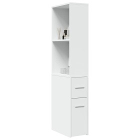 Armario de baño estrecho con ruedas madera de ingeniería blanco von , Schließfächer und Lagerschränke - Ref: Foro24-855295, P...