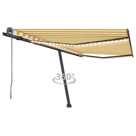 Toldo automático LED sensor de viento amarillo blanco 400x300cm by vidaXL, Awnings - Ref: Foro24-3069753, Price: 693,16 €, Di...