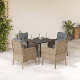 Set comedor de jardín 5 pzas con cojines ratán sintético beige von , Gartensets - Ref: Foro24-3211977, Preis: 549,72 €, Rabat...