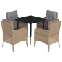 Set comedor de jardín 5 pzas con cojines ratán sintético beige von , Gartensets - Ref: Foro24-3211977, Preis: 549,72 €, Rabat...