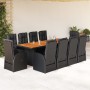 Set de comedor jardín 11 pzas con cojines ratán sintético negro von , Gartensets - Ref: Foro24-3277652, Preis: 1,00 €, Rabatt: %