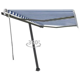 Blau-weiße einziehbare manuelle Fußmarkise 300x250 cm von vidaXL, Markisen - Ref: Foro24-3069696, Preis: 315,33 €, Rabatt: %