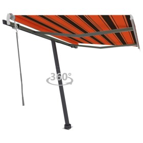 Toldo de pie retráctil manual naranja y marrón 350x250 cm