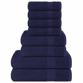 Juego de toallas 8 piezas 100% algodón azul marino 360 gsm de , Toallas de baño y manoplas - Ref: Foro24-137066, Precio: 35,0...