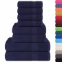 Juego de toallas 8 piezas 100% algodón azul marino 360 gsm de , Toallas de baño y manoplas - Ref: Foro24-137066, Precio: 35,0...