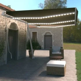 Manual retractable awning with anthracite gray LED 600x350 cm by vidaXL, Awnings - Ref: Foro24-3069684, Price: 848,10 €, Disc...