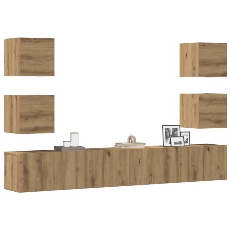 Muebles de TV de pared 6 uds madera ingeniería roble artesanal de , Muebles TV - Ref: Foro24-3328970, Precio: 211,16 €, Descu...