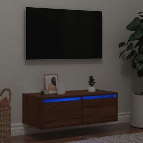 Mueble de TV con luces LED roble marrón 75x35,5x25 cm von , TV-Möbel - Ref: Foro24-860235, Preis: 72,35 €, Rabatt: %