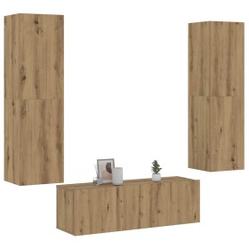 Muebles de TV de pared 3 uds madera ingeniería roble artesanal von , TV-Möbel - Ref: Foro24-3328966, Preis: 188,70 €, Rabatt: %
