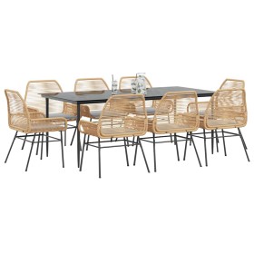 Juego comedor jardín 9 pzas cojines ratán sintético marrón de , Conjuntos de jardín - Ref: Foro24-3334477, Precio: 715,42 €, ...