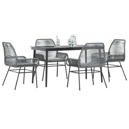 Juego comedor jardín 5 pzas cojines ratán sintético vidrio gris von , Gartensets - Ref: Foro24-3334480, Preis: 355,73 €, Raba...
