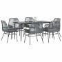 Juego comedor jardín 7 pzas cojines ratán sintético vidrio gris by , Garden sets - Ref: Foro24-3334482, Price: 490,05 €, Disc...