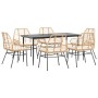 Juego de comedor de jardín 7 pzas con cojines ratán PE marrón von , Gartensets - Ref: Foro24-3334461, Preis: 489,00 €, Rabatt: %