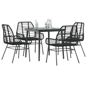 Juego de comedor jardín 5 piezas ratán sintético vidrio negro von , Gartensets - Ref: Foro24-3334437, Preis: 329,40 €, Rabatt: %