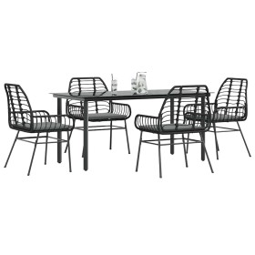 Juego de comedor jardín 5 piezas cojines ratán sintético negro by , Garden sets - Ref: Foro24-3334551, Price: 366,40 €, Disco...