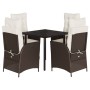 Set comedor de jardín 5 piezas y cojines ratán sintético marrón von , Gartensets - Ref: Foro24-3213414, Preis: 630,74 €, Raba...