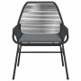 Set de comedor de jardín 7 piezas cojines ratán sintético negro