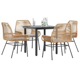 Juego de comedor jardín 5 piezas cojines ratán sintético marrón von , Gartensets - Ref: Foro24-3334570, Preis: 338,00 €, Raba...