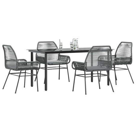 Juego comedor jardín 5 pzas cojines ratán sintético vidrio gris by , Garden sets - Ref: Foro24-3334579, Price: 362,23 €, Disc...