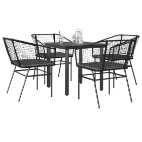 Juego de comedor jardín 5 piezas cojines ratán sintético negro de , Conjuntos de jardín - Ref: Foro24-3334598, Precio: 260,59...