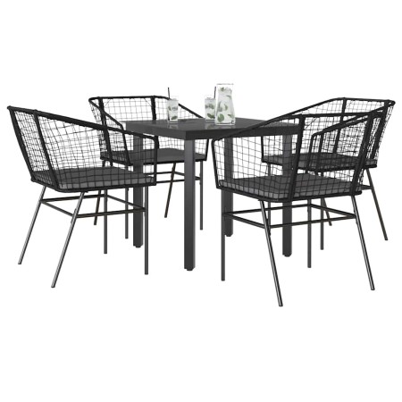 Juego de comedor jardín 5 piezas cojines ratán sintético negro von , Gartensets - Ref: Foro24-3334598, Preis: 260,59 €, Rabat...