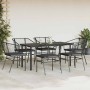 Set de comedor de jardín 7 piezas cojines ratán sintético negro