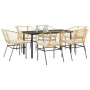Juego de comedor de jardín 7 pzas con cojines ratán PE marrón de , Conjuntos de jardín - Ref: Foro24-3334608, Precio: 371,39 €