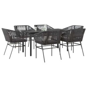 Set de comedor de jardín 7 piezas cojines ratán sintético negro by , Garden sets - Ref: Foro24-3334615, Price: 526,28 €, Disc...