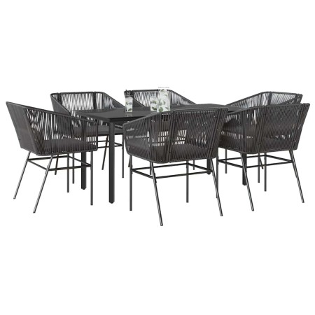 Set de comedor de jardín 7 piezas cojines ratán sintético negro von , Gartensets - Ref: Foro24-3334615, Preis: 526,28 €, Raba...