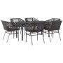 Set de comedor de jardín 7 piezas cojines ratán sintético negro von , Gartensets - Ref: Foro24-3334615, Preis: 526,28 €, Raba...