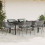Juego comedor jardín 7 pzas cojines ratán sintético vidrio gris