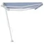 Blau-weiße manuell einziehbare Fußmarkise 600 x 300 cm von vidaXL, Markisen - Ref: Foro24-3069596, Preis: 643,91 €, Rabatt: %
