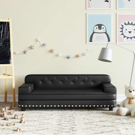 Sofá para niños de cuero sintético negro 90x53x30 cm by , Baby and Toddler Furniture - Ref: Foro24-3196287, Price: 113,32 €, ...