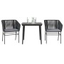 Set comedor jardín 3 pzas cojines ratán sintético vidrio negro de , Conjuntos de jardín - Ref: Foro24-3334513, Precio: 224,95 €