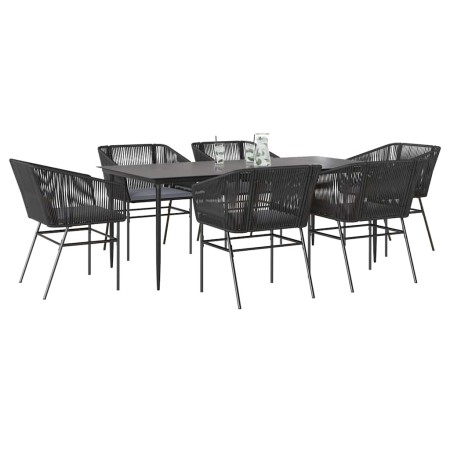 Set de comedor de jardín 7 piezas cojines ratán sintético negro by , Garden sets - Ref: Foro24-3334518, Price: 598,97 €, Disc...