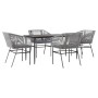 Juego comedor jardín 5 pzas cojines ratán sintético vidrio gris by , Garden sets - Ref: Foro24-3334530, Price: 422,98 €, Disc...