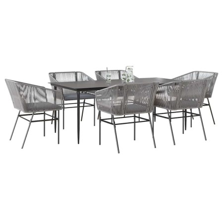 Juego comedor jardín 7 pzas cojines ratán sintético vidrio gris von , Gartensets - Ref: Foro24-3334532, Preis: 635,52 €, Raba...