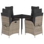 Set comedor de jardín 5 piezas con cojines ratán sintético gris von , Gartensets - Ref: Foro24-3213421, Preis: 607,61 €, Raba...
