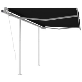 Toldo retráctil automático con postes gris antracita 3x2,5 m