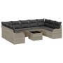 Conjunto de sofá de jardín 10 pcs Gris claro Poliratán