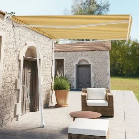 Yellow and white automatic standing awning 300x250 cm by vidaXL, Awnings - Ref: Foro24-3069508, Price: 420,85 €, Discount: %