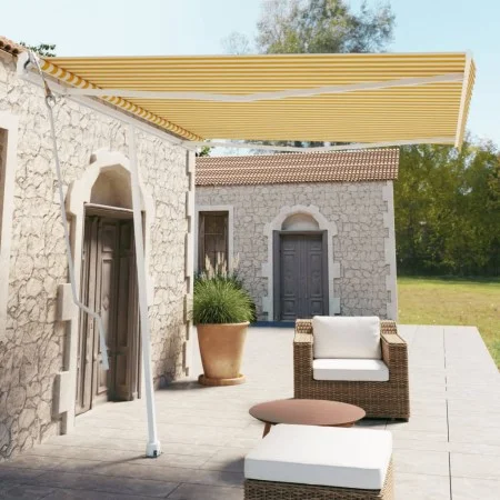 Toldo de pie automático amarillo y blanco 300x250 cm de vidaXL, Toldos - Ref: Foro24-3069508, Precio: 420,83 €, Descuento: %