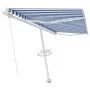 Toldo de pie retráctil manual azul y blanco 450x350 cm de vidaXL, Toldos - Ref: Foro24-3069636, Precio: 499,73 €, Descuento: %