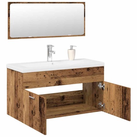 Juego de muebles de baño 3 piezas madera ingeniería envejecida de , Muebles de baño - Ref: Foro24-3328911, Precio: 355,63 €