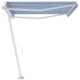 Blau-weiße manuell einziehbare Fußmarkise 450x350 cm von vidaXL, Markisen - Ref: Foro24-3069636, Preis: 499,23 €, Rabatt: %