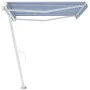 Toldo de pie retráctil manual azul y blanco 450x350 cm de vidaXL, Toldos - Ref: Foro24-3069636, Precio: 499,73 €, Descuento: %